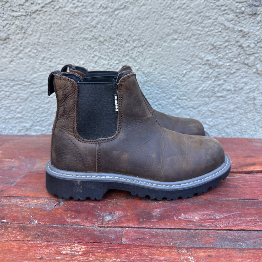 Brown Leather Wolverine Work Boots, Women 6